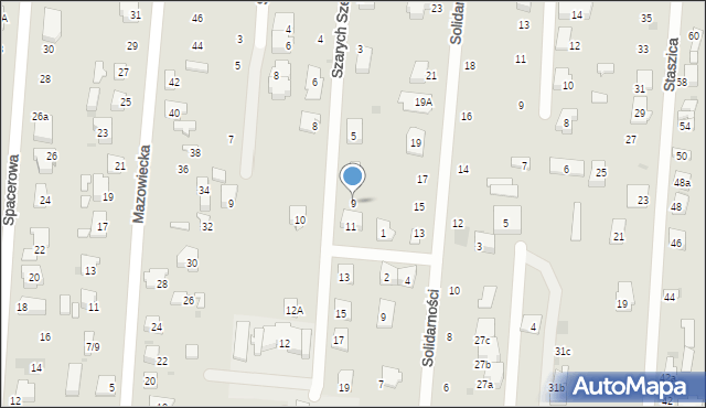 Błonie, Szarych Szeregów, 9, mapa Błonie