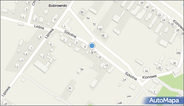 Bobrowniki, Szkolna, 8, mapa Bobrowniki