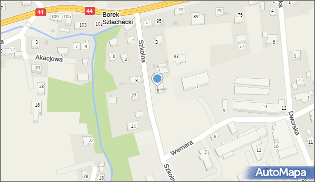 Borek Szlachecki, Szkolna, 9, mapa Borek Szlachecki