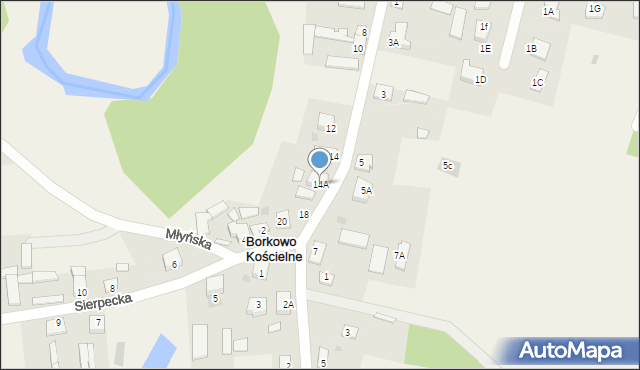 Borkowo Kościelne, Szkolna, 14A, mapa Borkowo Kościelne