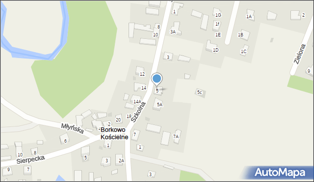 Borkowo Kościelne, Szkolna, 5, mapa Borkowo Kościelne