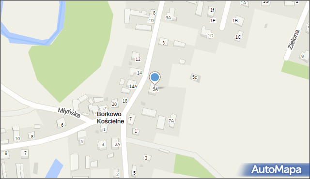 Borkowo Kościelne, Szkolna, 5A, mapa Borkowo Kościelne