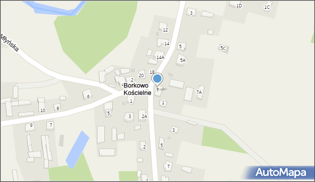 Borkowo Kościelne, Szkolna, 7, mapa Borkowo Kościelne