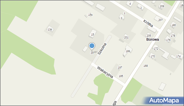 Borowa, Szkolna, 13, mapa Borowa