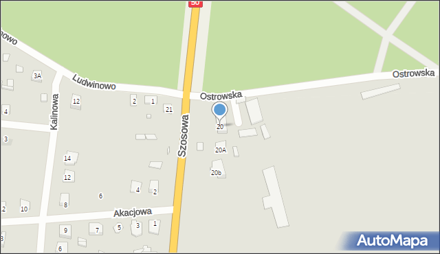 Brok, Szosowa, 20, mapa Brok