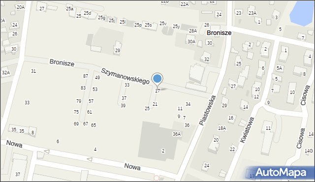 Bronisze, Szymanowskiego, 17, mapa Bronisze