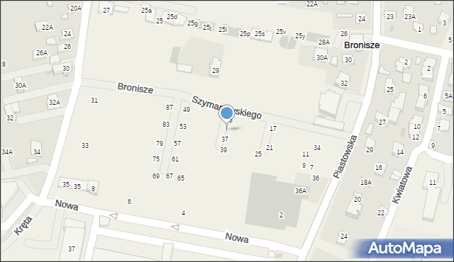 Bronisze, Szymanowskiego, 35, mapa Bronisze