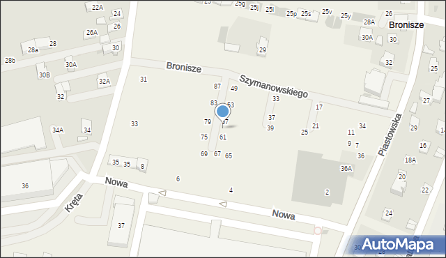 Bronisze, Szymanowskiego, 59, mapa Bronisze