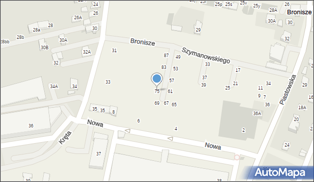 Bronisze, Szymanowskiego, 75, mapa Bronisze