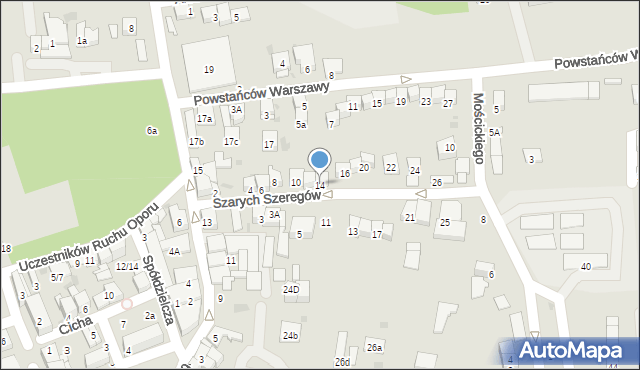 Brzesko, Szarych Szeregów, 14, mapa Brzesko