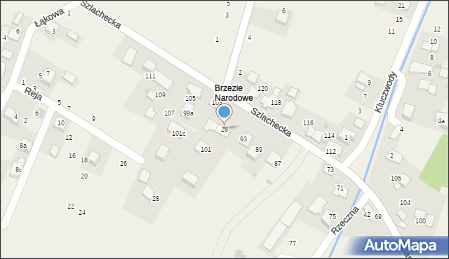 Brzezie, Szlachecka, 28, mapa Brzezie