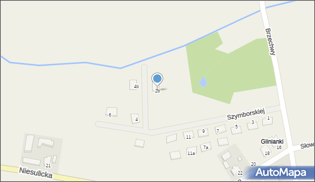 Brzezie k. Sulechowa, Szymborskiej Wisławy, 2b, mapa Brzezie k. Sulechowa