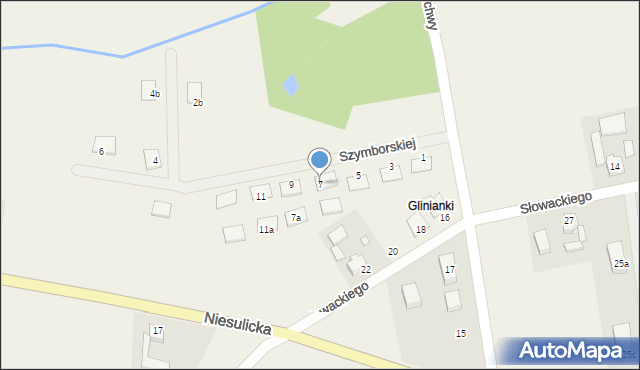 Brzezie k. Sulechowa, Szymborskiej Wisławy, 7, mapa Brzezie k. Sulechowa
