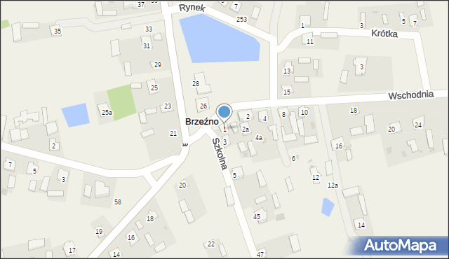 Brzeźno, Szkolna, 1, mapa Brzeźno