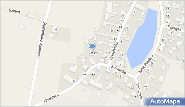 Brzeźno Szlacheckie, Szlachecka, 66A, mapa Brzeźno Szlacheckie