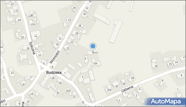 Budziska, Szkolna, 5, mapa Budziska