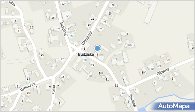 Budziska, Szkolna, 7, mapa Budziska