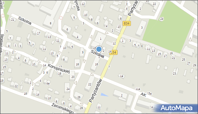 Bychawa, Szkolna, 1, mapa Bychawa