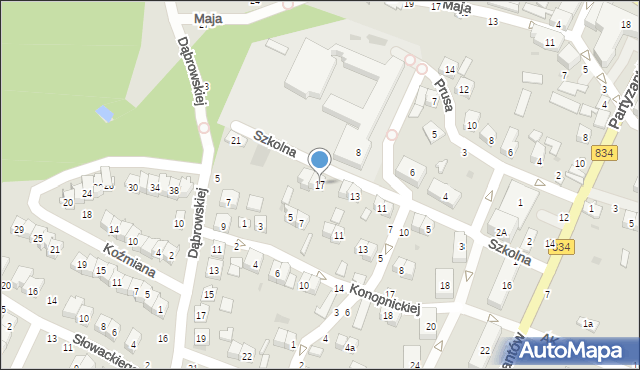 Bychawa, Szkolna, 17, mapa Bychawa