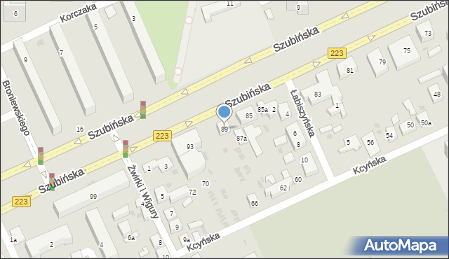 Bydgoszcz, Szubińska, 89, mapa Bydgoszczy