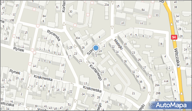 Bytom, Szkolna, 1, mapa Bytomia