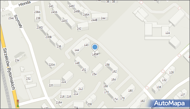 Bytom, Szymały, 140A, mapa Bytomia