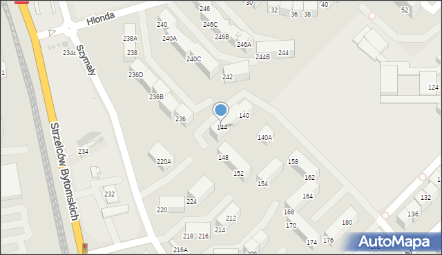 Bytom, Szymały, 144, mapa Bytomia