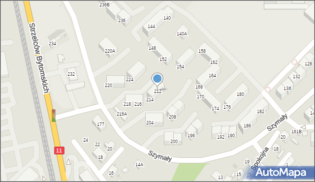 Bytom, Szymały, 212, mapa Bytomia