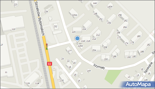 Bytom, Szymały, 216B, mapa Bytomia