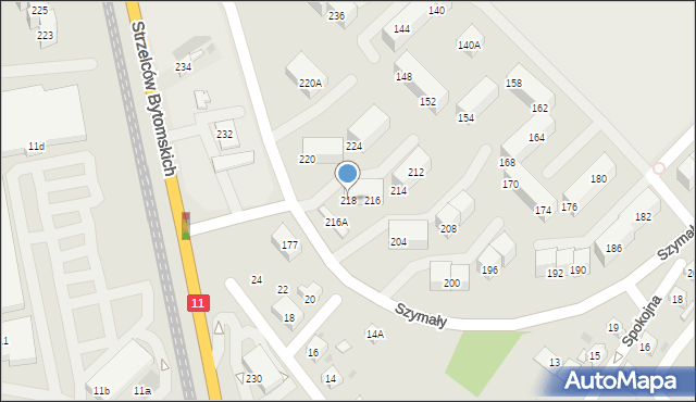 Bytom, Szymały, 218, mapa Bytomia