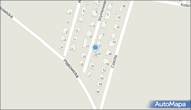 Bytom, Szymkowiaka Edwarda, 13, mapa Bytomia