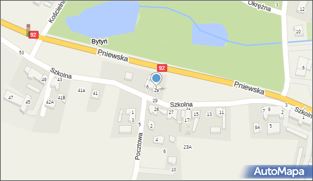 Bytyń, Szkolna, 2a, mapa Bytyń