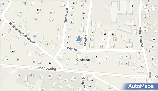 Chełmiec, Szkolna, 1, mapa Chełmiec