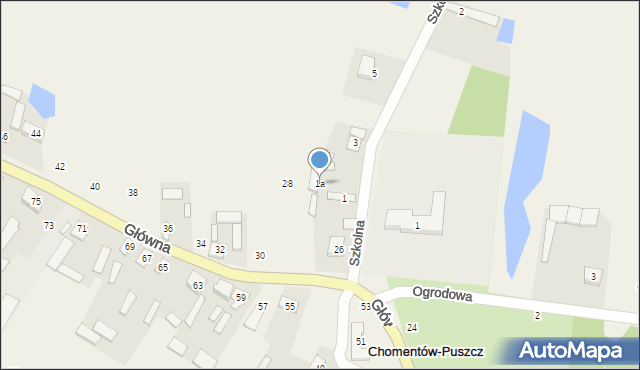 Chomentów-Puszcz, Szkolna, 1a, mapa Chomentów-Puszcz