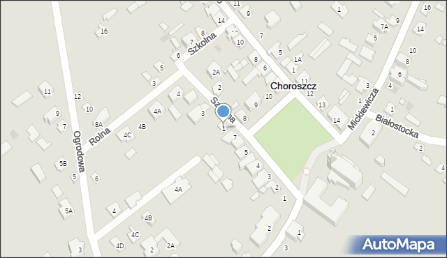 Choroszcz, Szkolna, 1, mapa Choroszcz