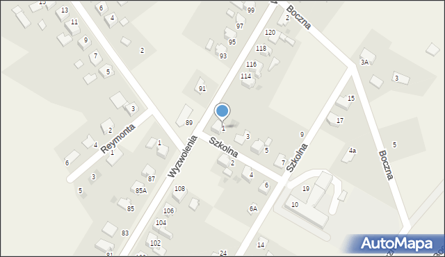 Chybie, Szkolna, 1, mapa Chybie