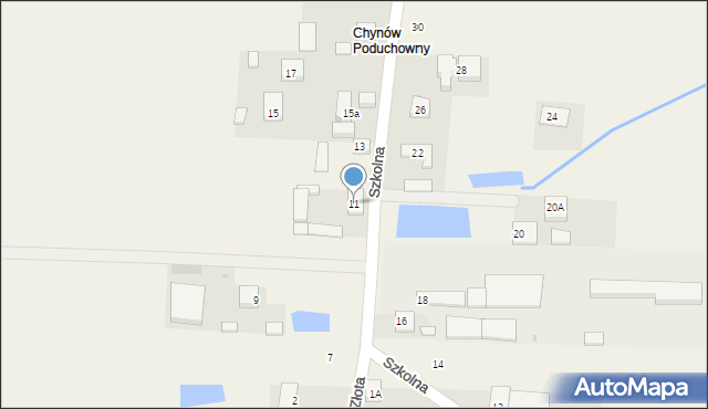 Chynów, Szkolna, 11, mapa Chynów