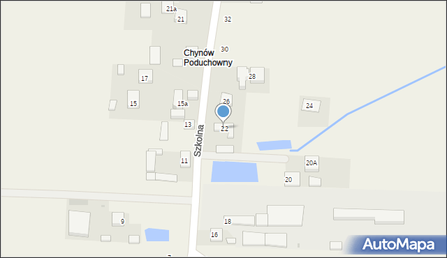 Chynów, Szkolna, 22, mapa Chynów