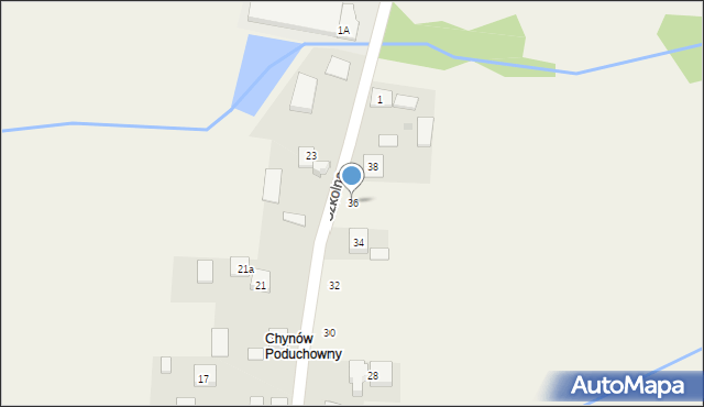 Chynów, Szkolna, 36, mapa Chynów