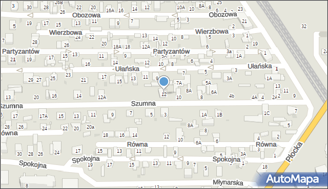 Ciechanów, Szumna, 12, mapa Ciechanów