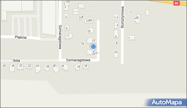 Ciechanów, Szmaragdowa, 11, mapa Ciechanów