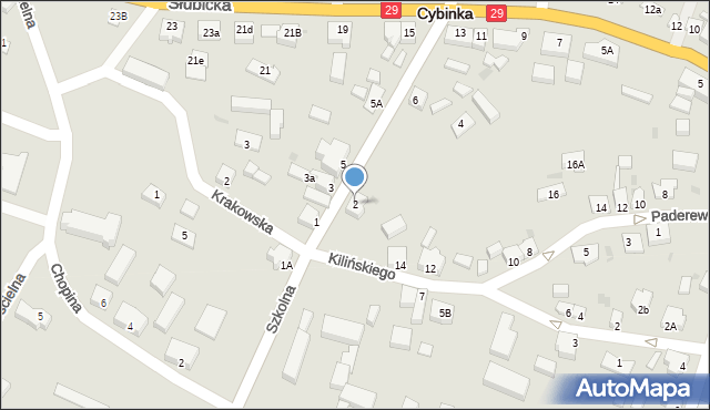 Cybinka, Szkolna, 2, mapa Cybinka
