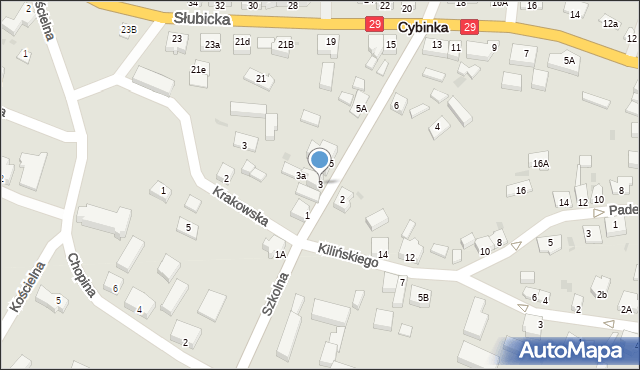Cybinka, Szkolna, 3, mapa Cybinka