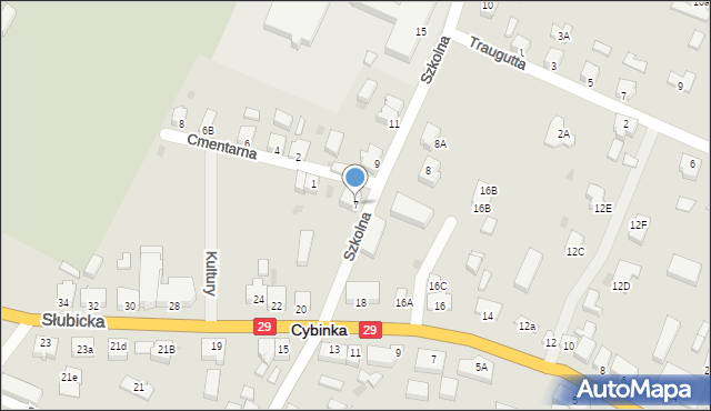 Cybinka, Szkolna, 7, mapa Cybinka