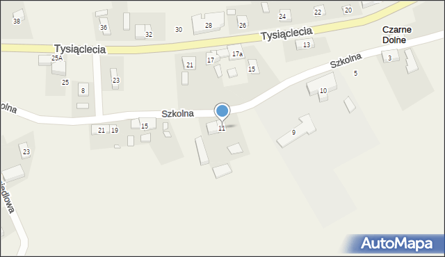 Czarne Dolne, Szkolna, 11, mapa Czarne Dolne