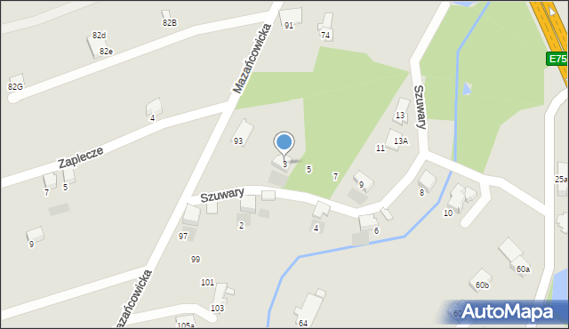 Czechowice-Dziedzice, Szuwary, 3, mapa Czechowic-Dziedzic