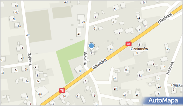 Czekanów, Szkolna, 1, mapa Czekanów