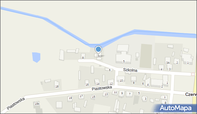 Czerwin, Szkolna, 7, mapa Czerwin