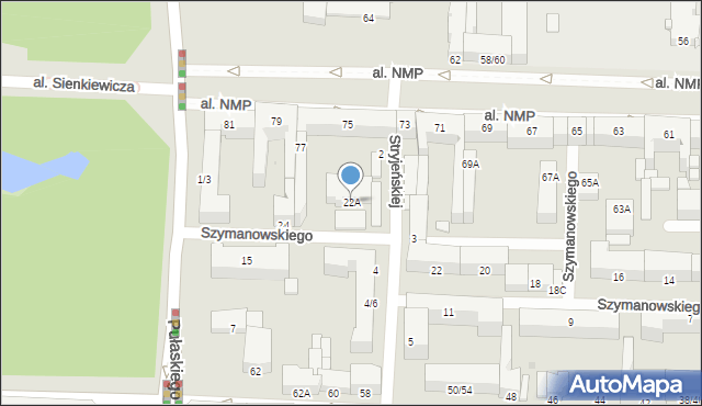 Częstochowa, Szymanowskiego Karola, 22b, mapa Częstochowy