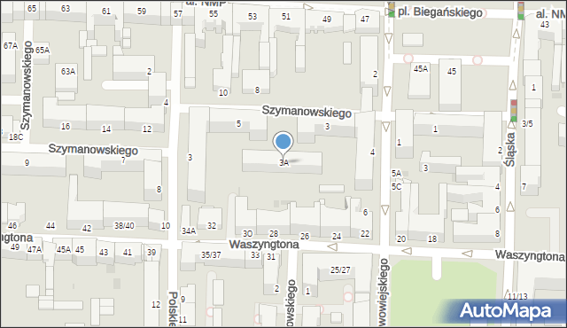 Częstochowa, Szymanowskiego Karola, 3A, mapa Częstochowy